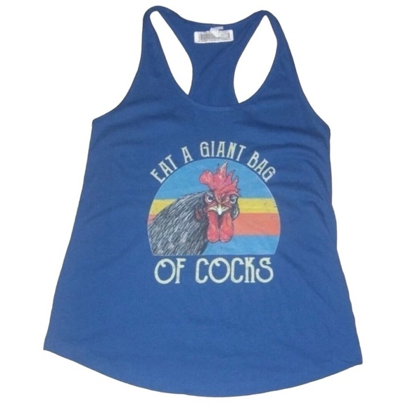 Next Level Tank Top Blue Racerback Rooster Funny Comedy Summer Retro Plus 2X XXL - Picture 3 of 8